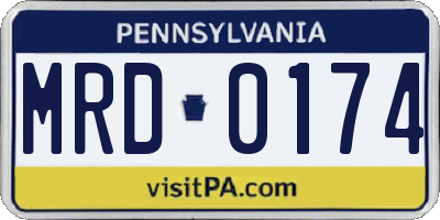PA license plate MRD0174