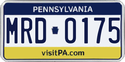 PA license plate MRD0175