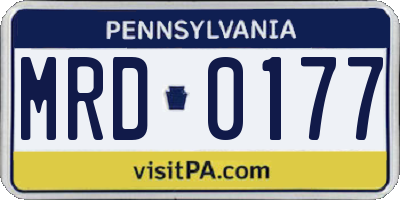 PA license plate MRD0177