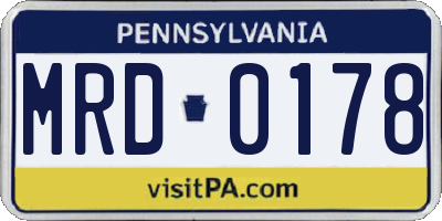 PA license plate MRD0178