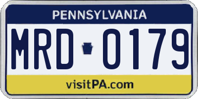 PA license plate MRD0179