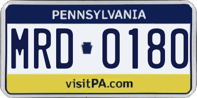 PA license plate MRD0180