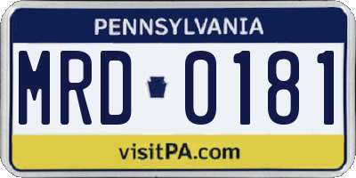 PA license plate MRD0181