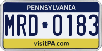 PA license plate MRD0183