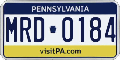 PA license plate MRD0184
