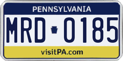 PA license plate MRD0185