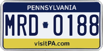 PA license plate MRD0188