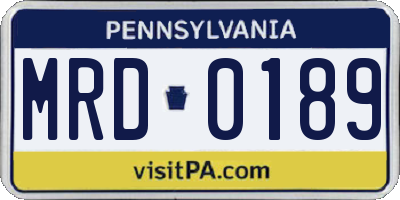 PA license plate MRD0189