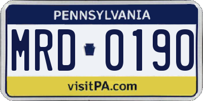 PA license plate MRD0190