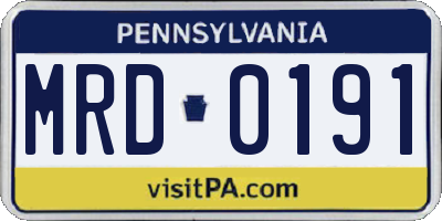 PA license plate MRD0191