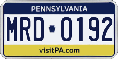 PA license plate MRD0192