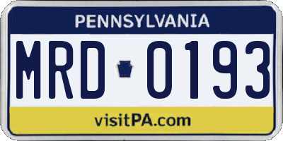 PA license plate MRD0193