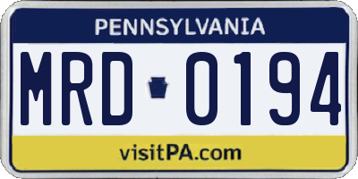 PA license plate MRD0194