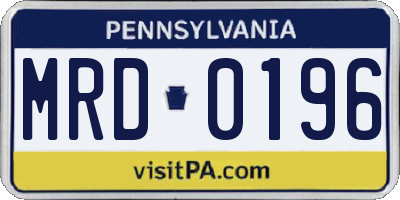 PA license plate MRD0196