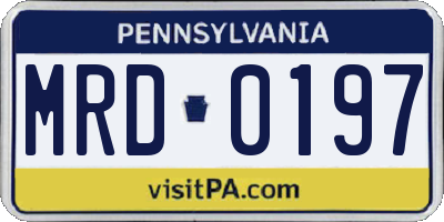 PA license plate MRD0197
