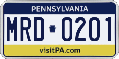 PA license plate MRD0201