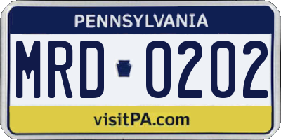 PA license plate MRD0202