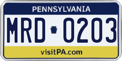 PA license plate MRD0203