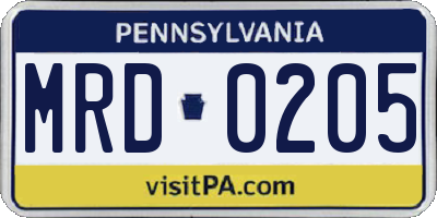 PA license plate MRD0205