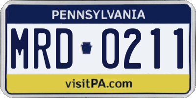 PA license plate MRD0211