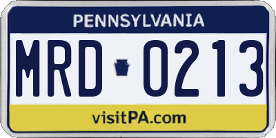 PA license plate MRD0213