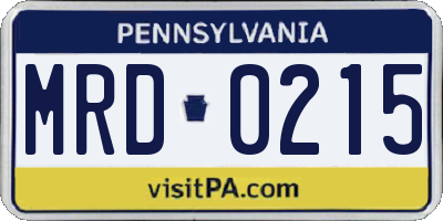 PA license plate MRD0215