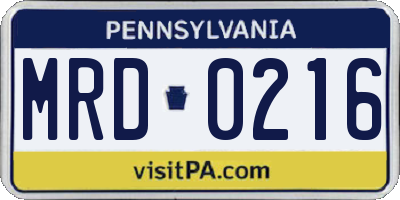 PA license plate MRD0216