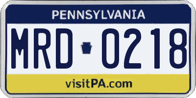 PA license plate MRD0218