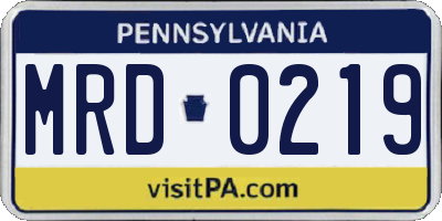 PA license plate MRD0219