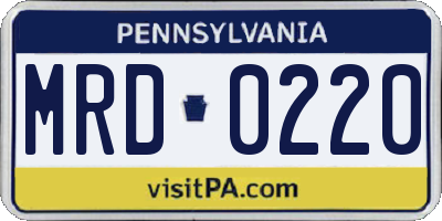 PA license plate MRD0220