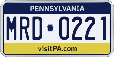 PA license plate MRD0221
