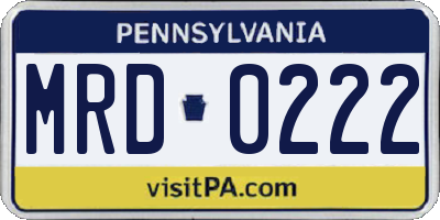 PA license plate MRD0222