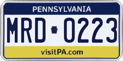 PA license plate MRD0223