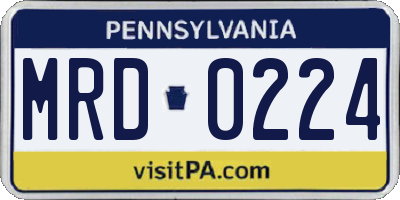 PA license plate MRD0224