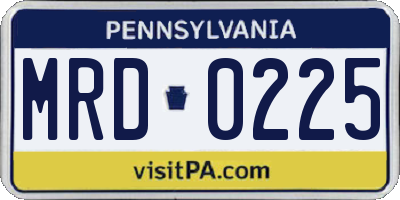 PA license plate MRD0225