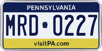 PA license plate MRD0227