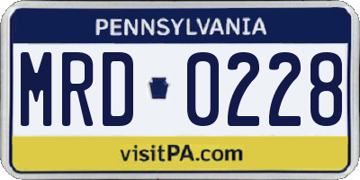 PA license plate MRD0228