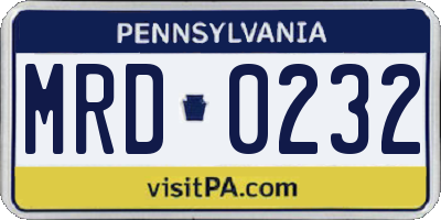 PA license plate MRD0232