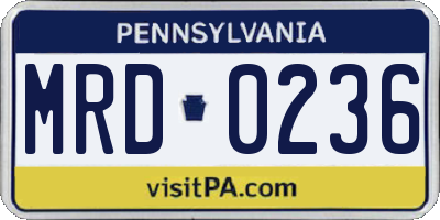 PA license plate MRD0236
