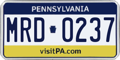 PA license plate MRD0237