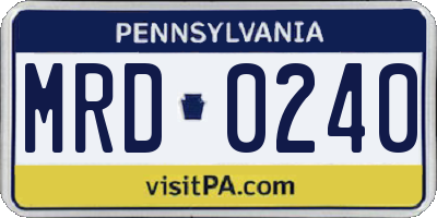 PA license plate MRD0240