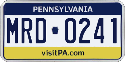 PA license plate MRD0241