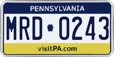 PA license plate MRD0243