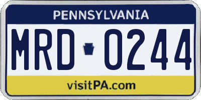 PA license plate MRD0244