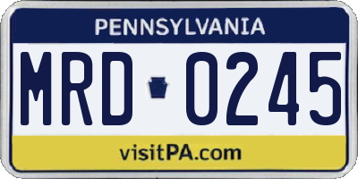 PA license plate MRD0245