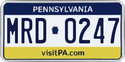 PA license plate MRD0247