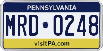 PA license plate MRD0248