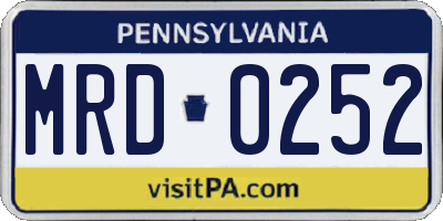 PA license plate MRD0252