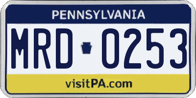 PA license plate MRD0253