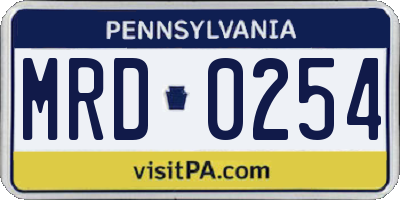 PA license plate MRD0254